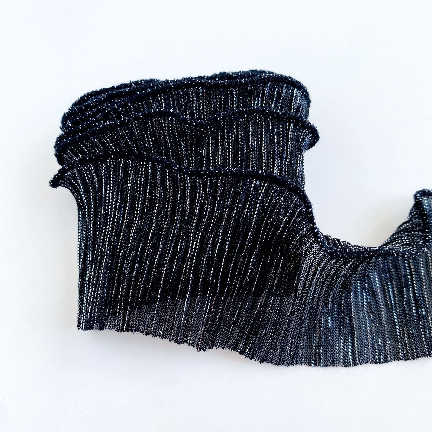 Tira negro gasa lurex plata