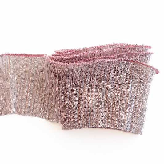 Tira de tela plisada gasa lurex palo rosa