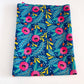 LYCRA DUPONT SUBLIMADA FLORES Y HOJAS FONDO AZUL