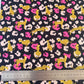 LYCRA DUPONT SUBLIMADA LEOPARDO Y MANCHITAS FONDO NEGRO