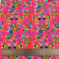 LYCRA DUPONT SUBLIMADA LEOPARDO Y FLORES FONDO FUCSIA FUERTE