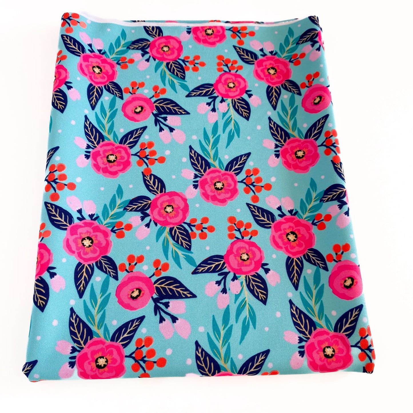 LYCRA DUPONT SUBLIMADAFLORES FONDO VERDE MENTA