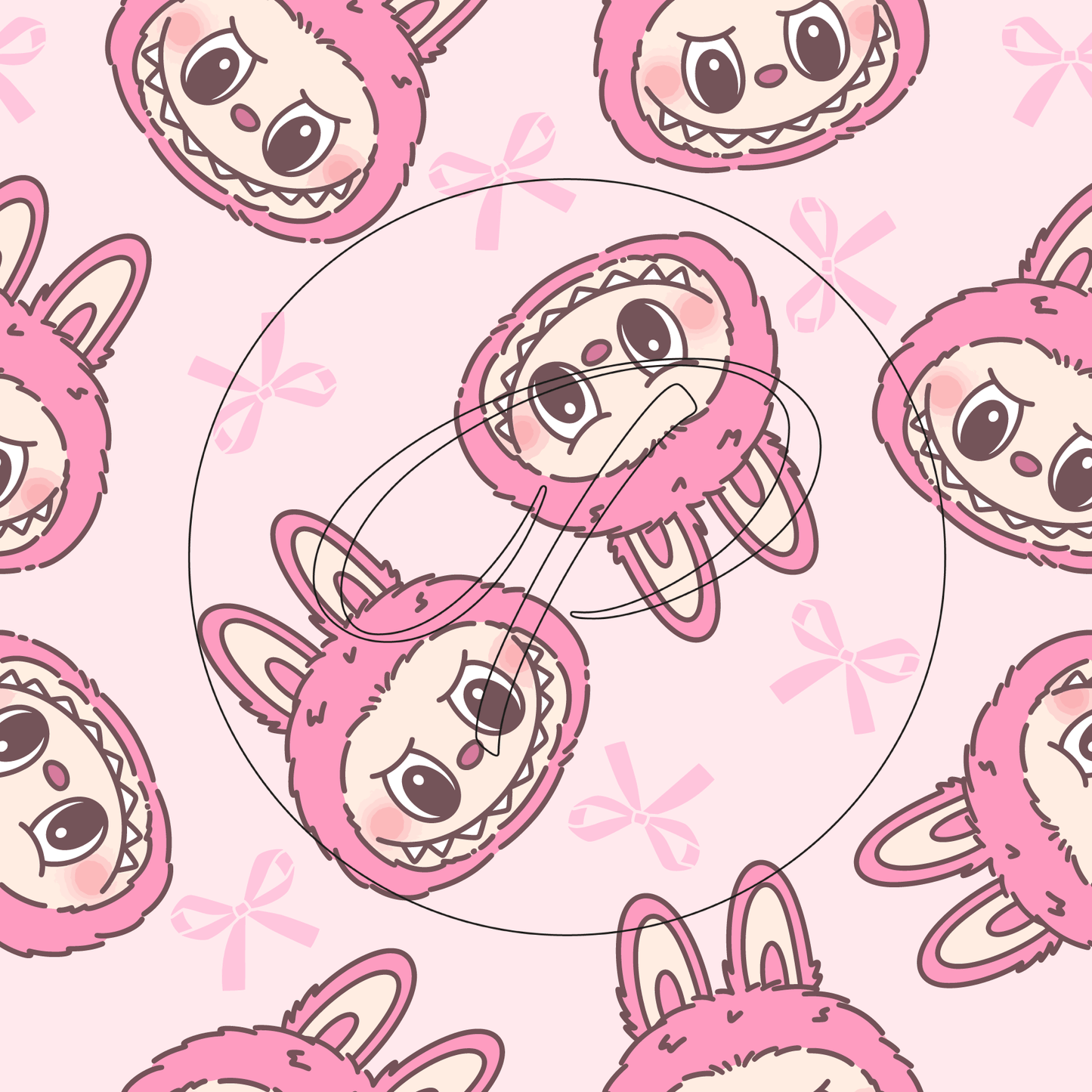 57x73 cms DISEÑO ANIMADO LABUBU ROSA