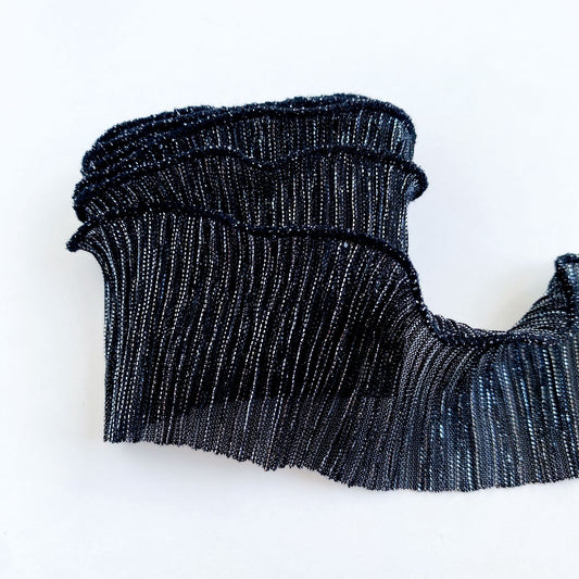 Tira negro gasa lurex plata
